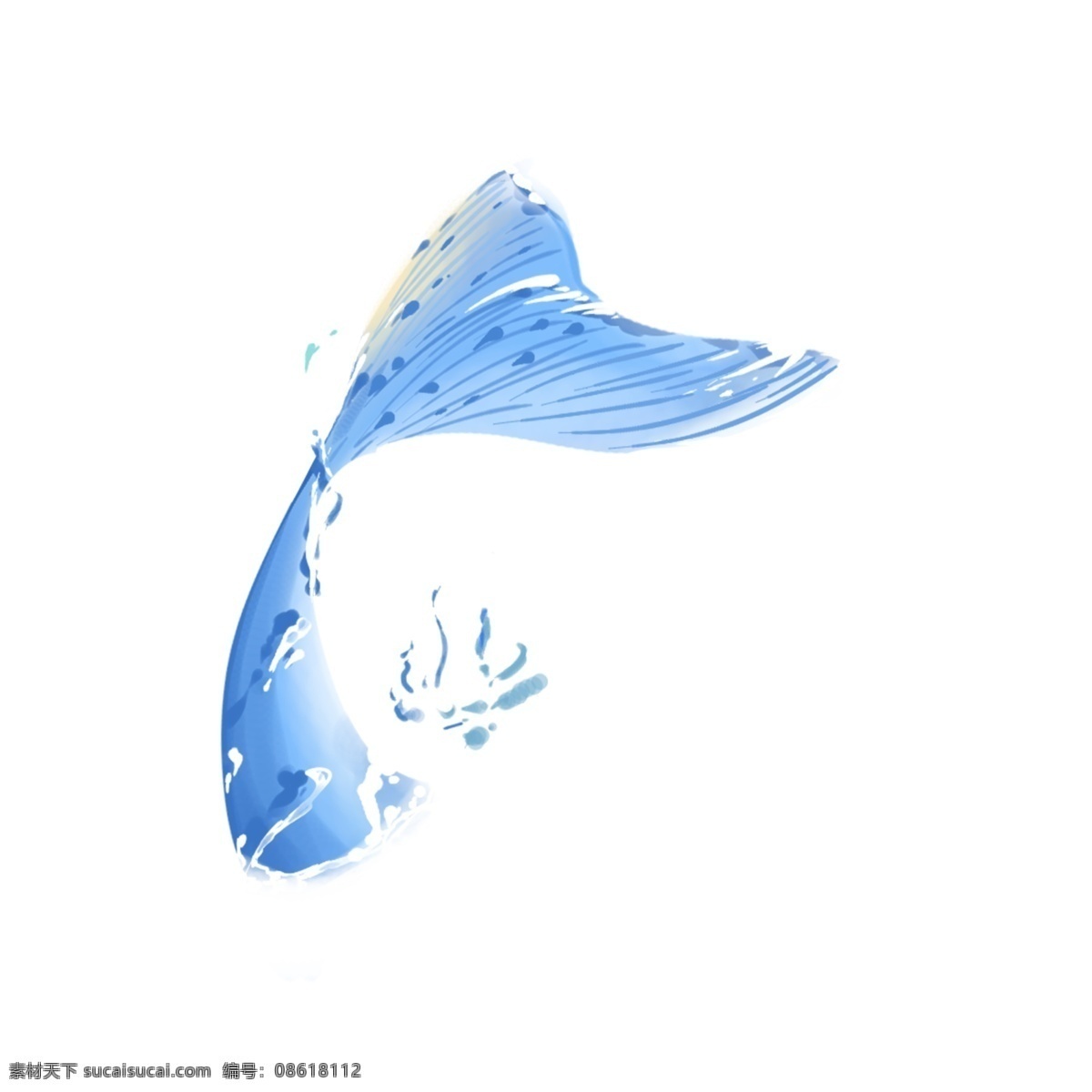 蓝色 创意 鲸鱼 元素 尾巴 光泽 卡通插画 游泳 小动物 海洋生物 液体 环境 景色 鱼尾