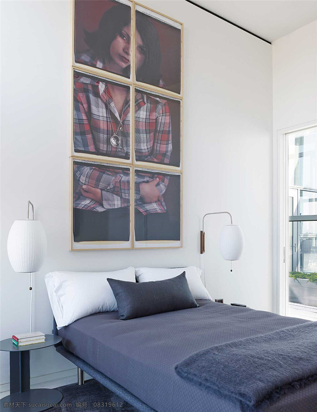 现代 简约 卧室 装修 效果图 床头人物挂画 简约风格 室内设计