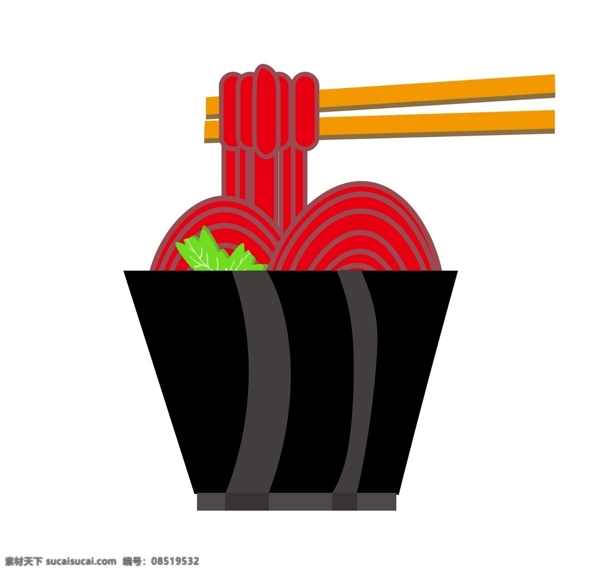 红色 面条 卡通 插画 美味的面条 卡通插画 面条插画 美食插画 主食面条 面食面条 红色的面条