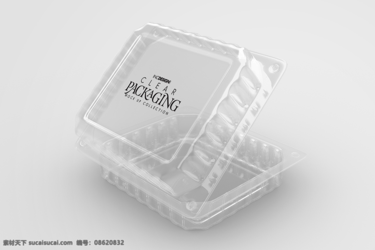 透明盒子包装 psd文件 样机 包装设计 蔬菜盒