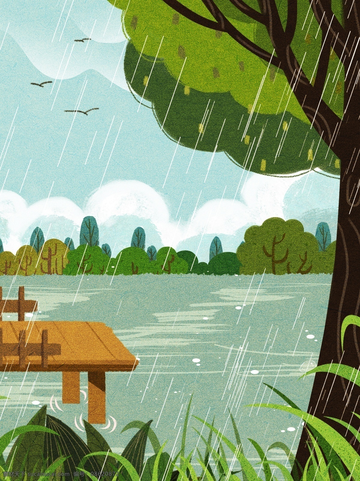 彩绘 二十四节气 雨水 背景 树叶 传统 春天 背景图 创意 雨水节气 立春 广告背景 通用背景 psd背景 背景展板 背景展板图