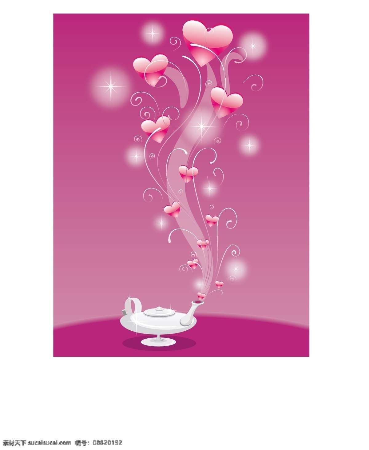 桃 心 花纹 心形 壶 矢量图 花纹花边