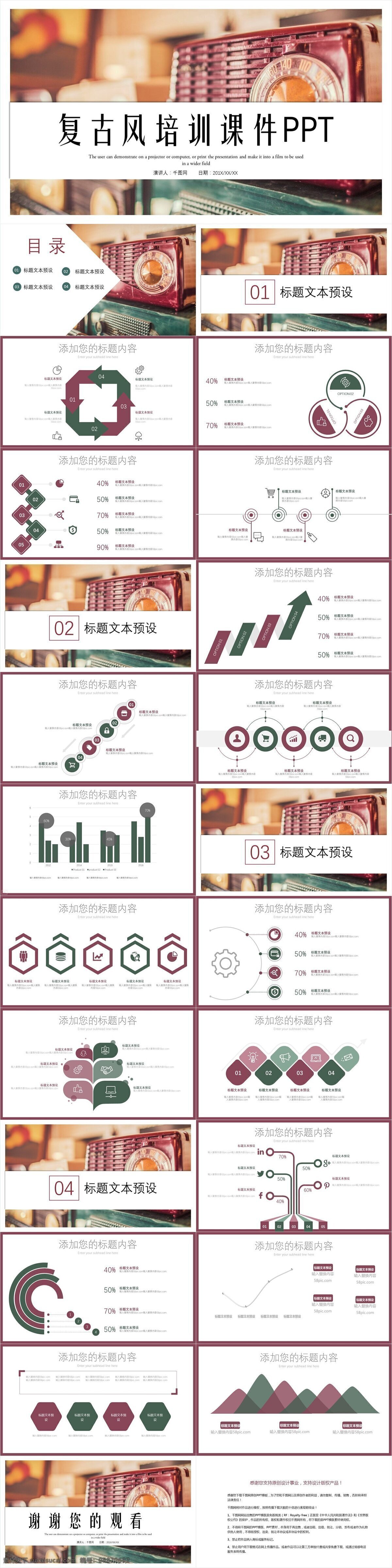复古 风 培训 课件 模板 入职培训 企业培训 职业培训 企业文化培训 部门管理 岗位培训 公司文化培训