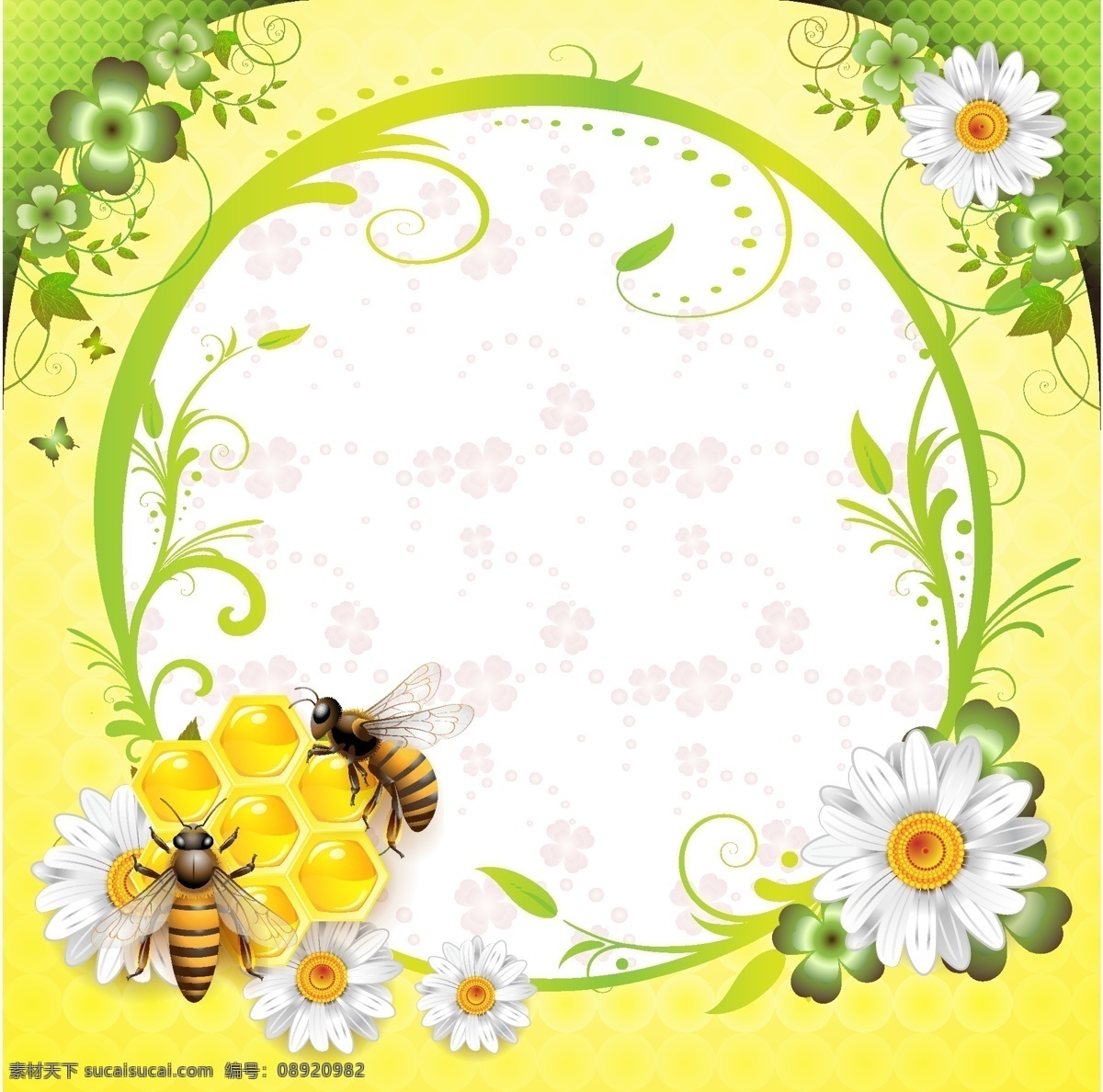 明亮 朝气 蜜蜂 采 蜜 画框 采蜜 菊花 彩色照片框 底纹边框 边框相框