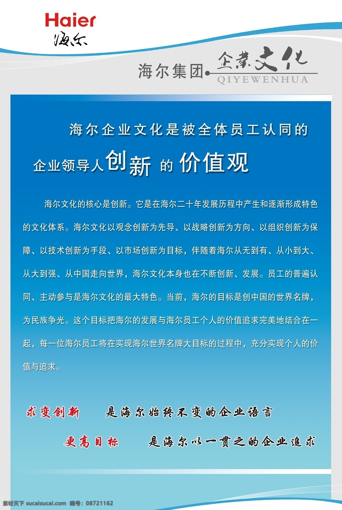 海尔 展板 分层 创新 灰色 蓝色 企业 文化 尔展板 价值观 源文件 其他展板设计