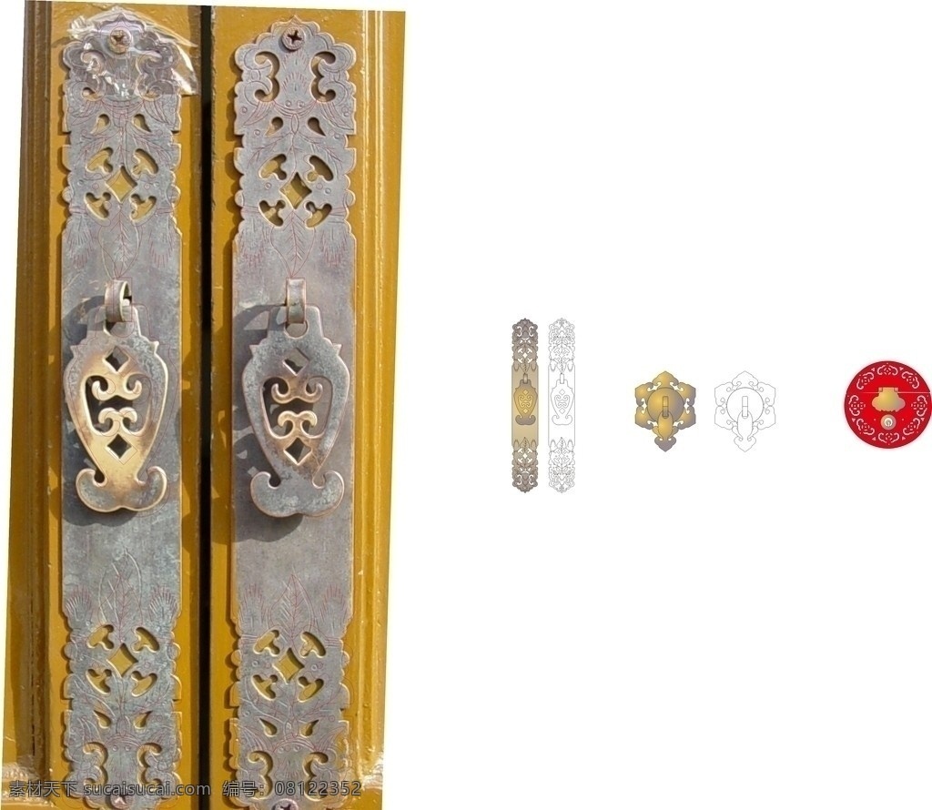 传统门扣 把手 传统 门扣 旧 雕花 室内设计 室内 园林 白描 雕刻 矢量 线条 剪纸 传统文化 文化 建筑家居