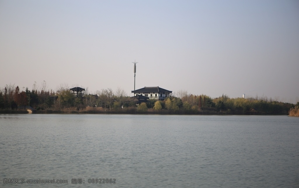 沭阳南湖公园 沭阳 南湖公园 汉风 建筑 风光 自然景观 自然风景