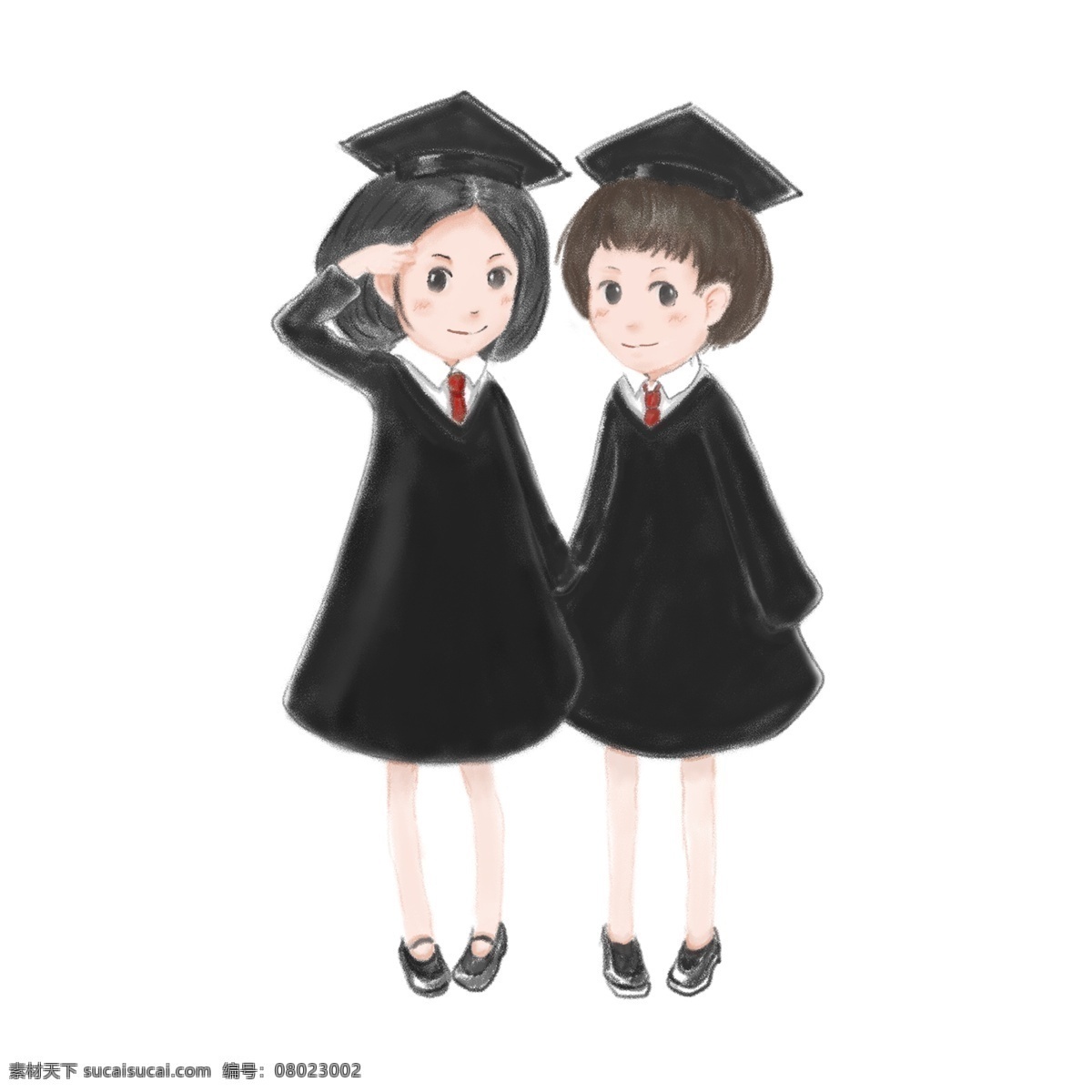 手绘 卡通 毕业生 元素 装饰元素 插画元素 简约 学生