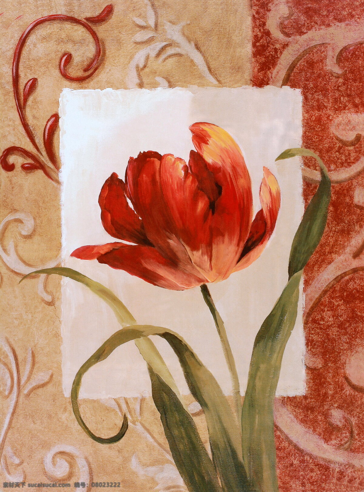 复古鲜花油画 鲜花 花朵 花卉 油画 绘画 艺术 写生 水墨 花草 画 水墨画 风景 其他艺术 文化艺术 红色