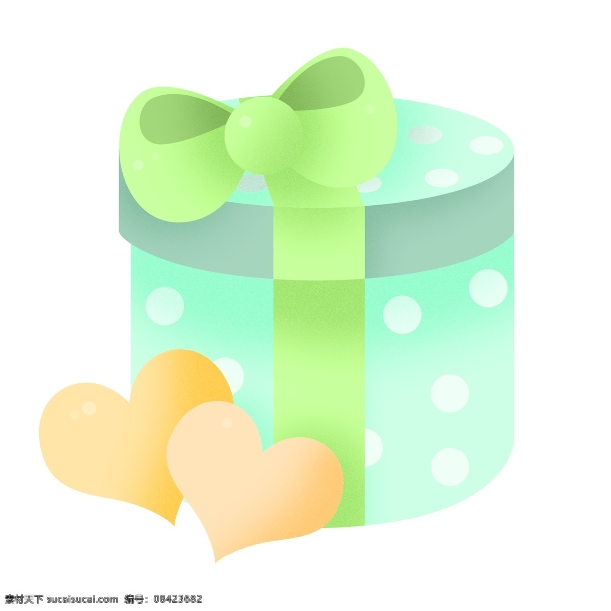 绿色 圆形 生日 礼物 礼盒 节日庆祝 爱心