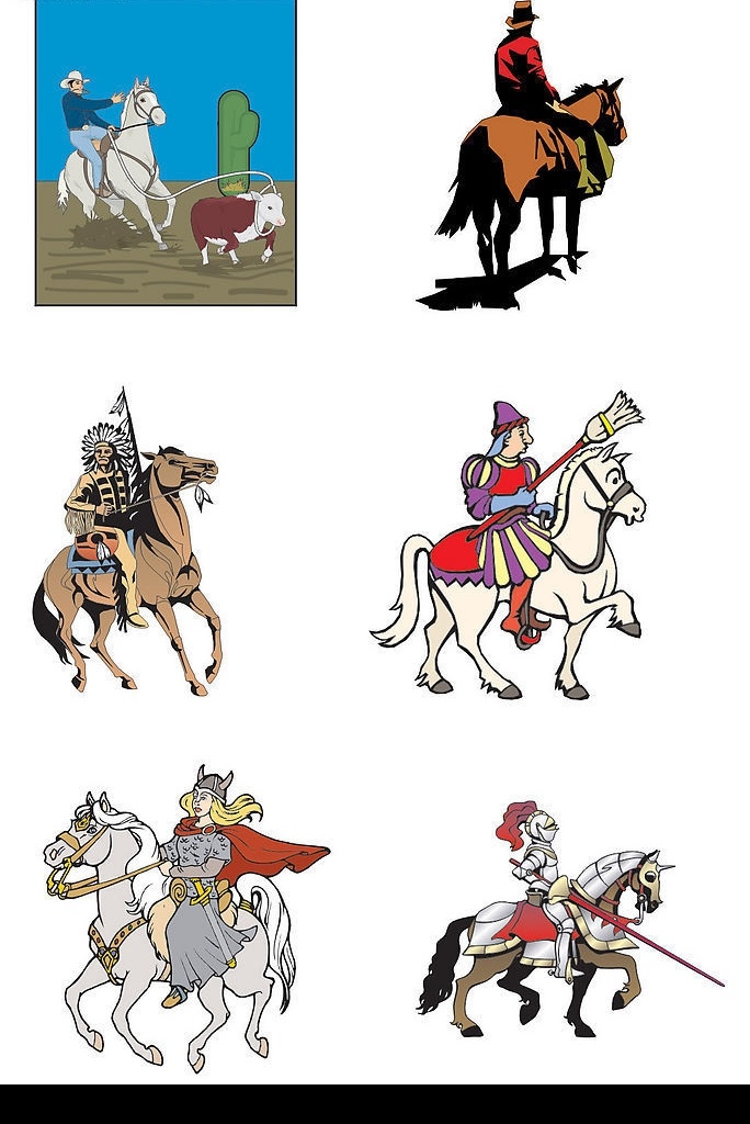 骑士系列 骑士 马 战士 西部牛仔 矢量人物 其他人物 矢量图库