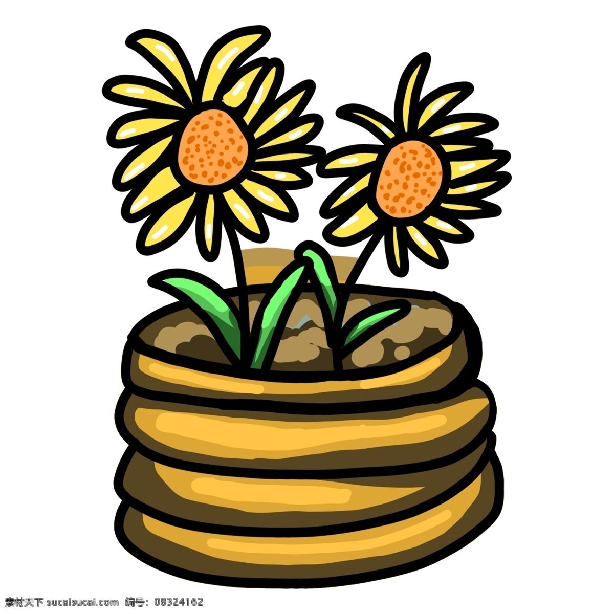 可爱 花草 盆栽 透明 插画 免扣素材 透明素材 卡通素材 植物