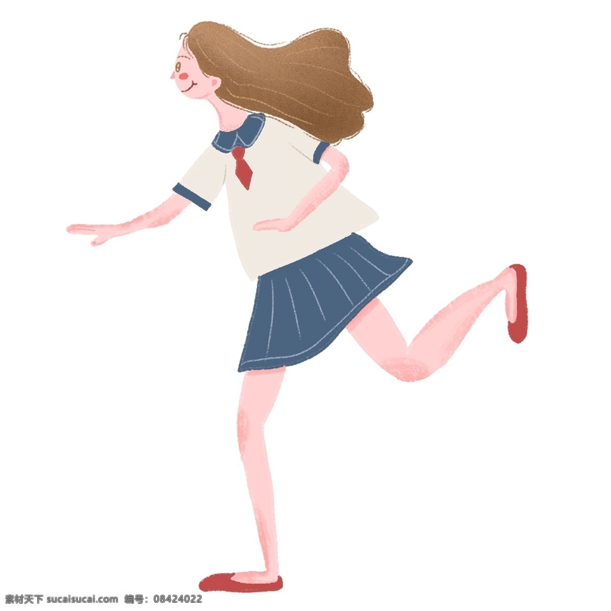 活力 青春 人物 女孩 水彩 插画 创意 简约 小清新 手绘 元素 装饰 图案
