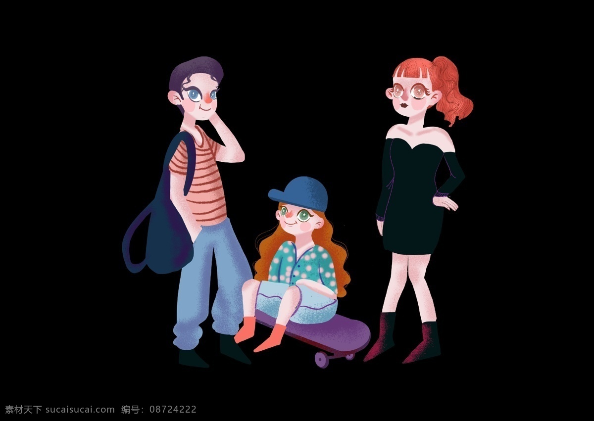 五 四 青年节 卡通 手绘 时尚男女 卡通手绘 五四青年节 可爱