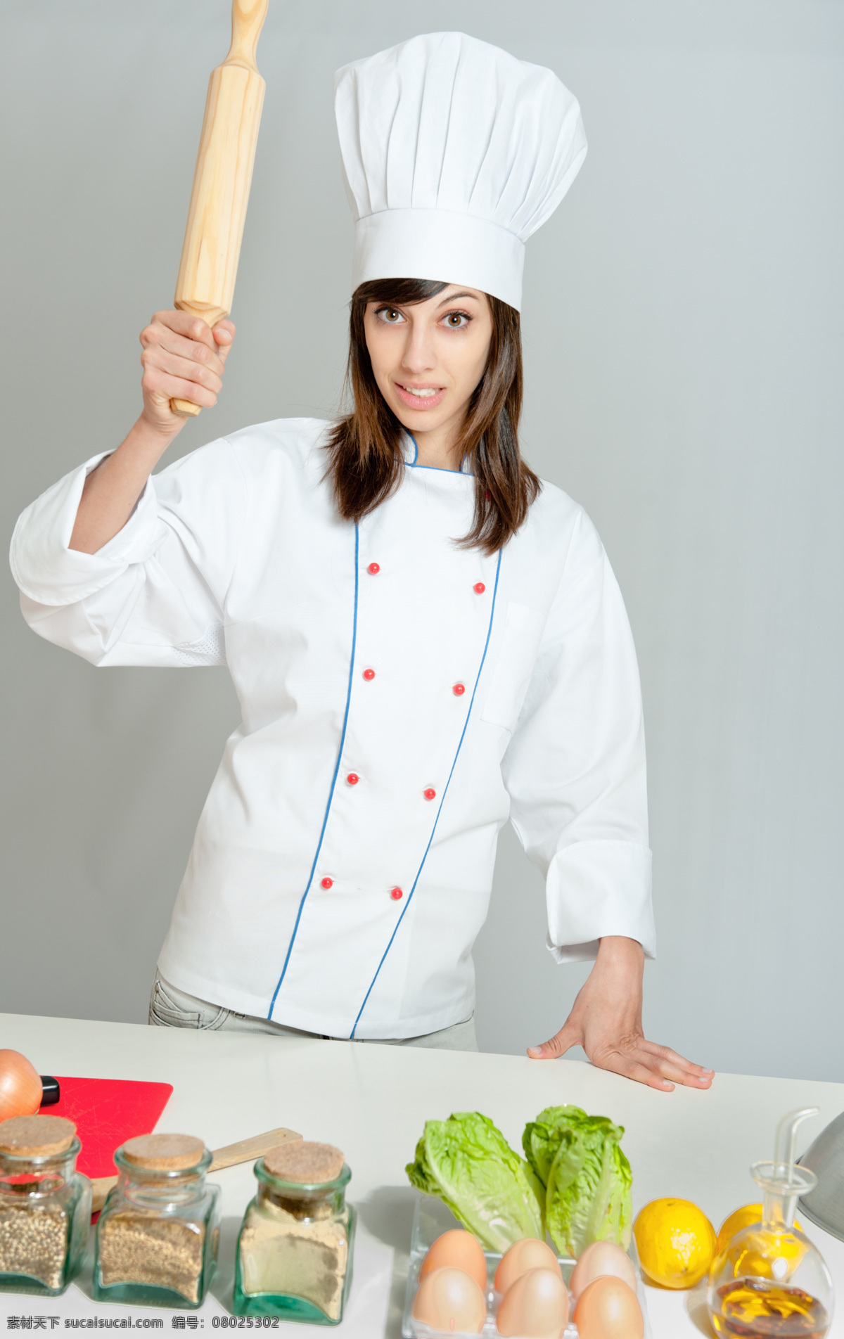 性感美女 厨师 外国美女 蔬菜 鸡蛋 调料 餐饮服务业 人物摄影 高清图片 商务人士 人物图片