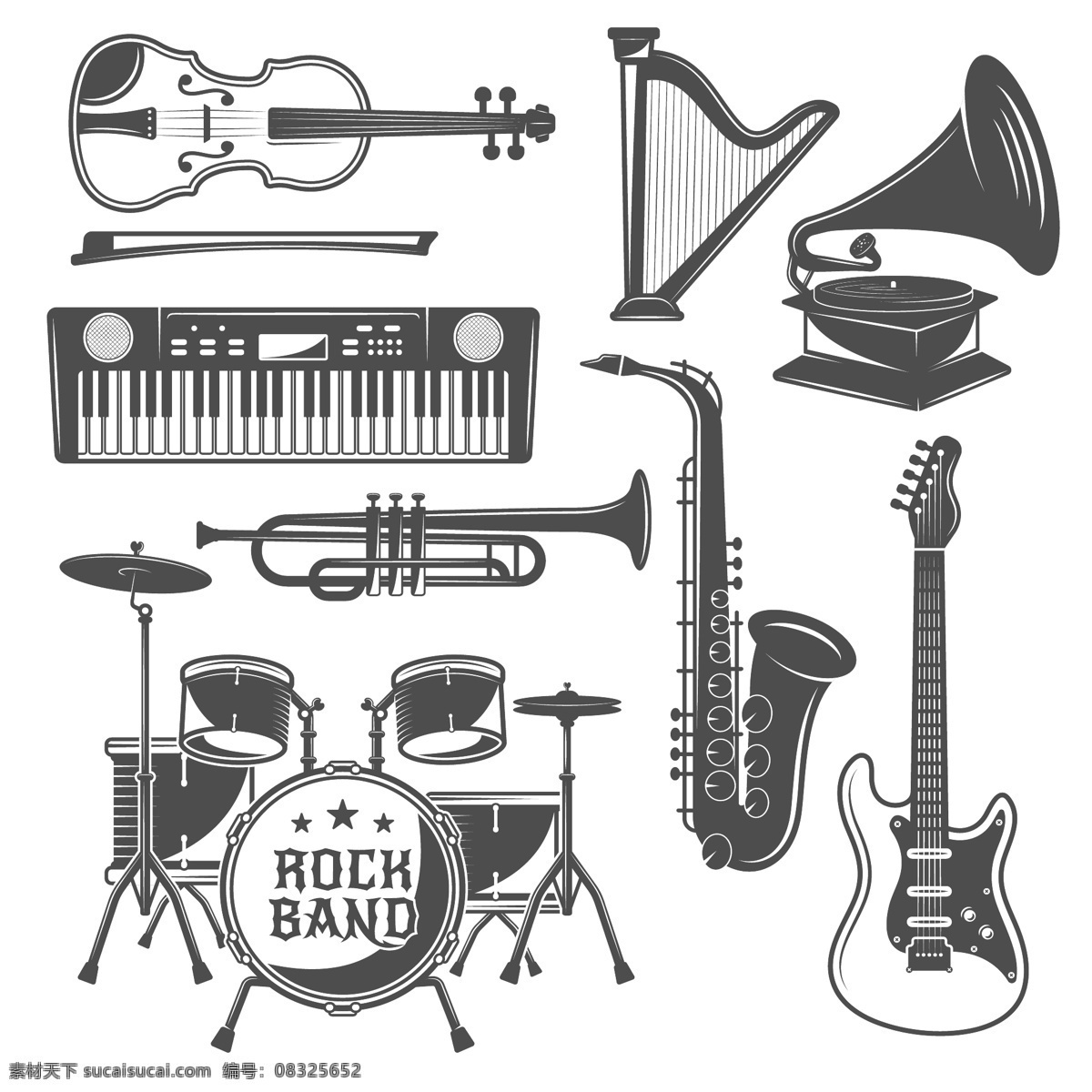 乐器图片 乐器 音乐家 演奏 专业 音乐行业 音乐领域 演奏音乐 乐团 职业 手绘 插图 表演