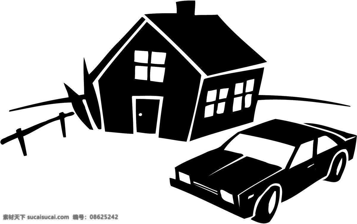 房子 汽车 矢量图 其他矢量图
