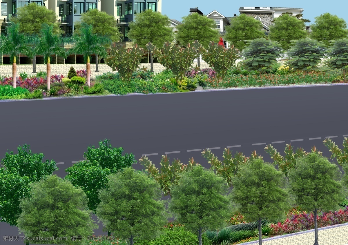道路绿化 园林植物 道路绿化设计 分层 源文件