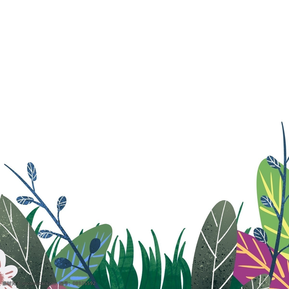 小 清新 草丛 插画 图案 草地 水彩画 绘画 卡通 彩色 创意 设计元素 简约 现代 时尚 小清新 文艺 文雅 精致精美 绘画手稿