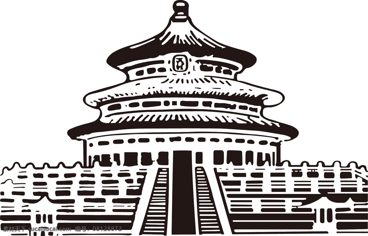 天坛免费下载 北京 景点 手绘 天坛 矢量图 建筑家居