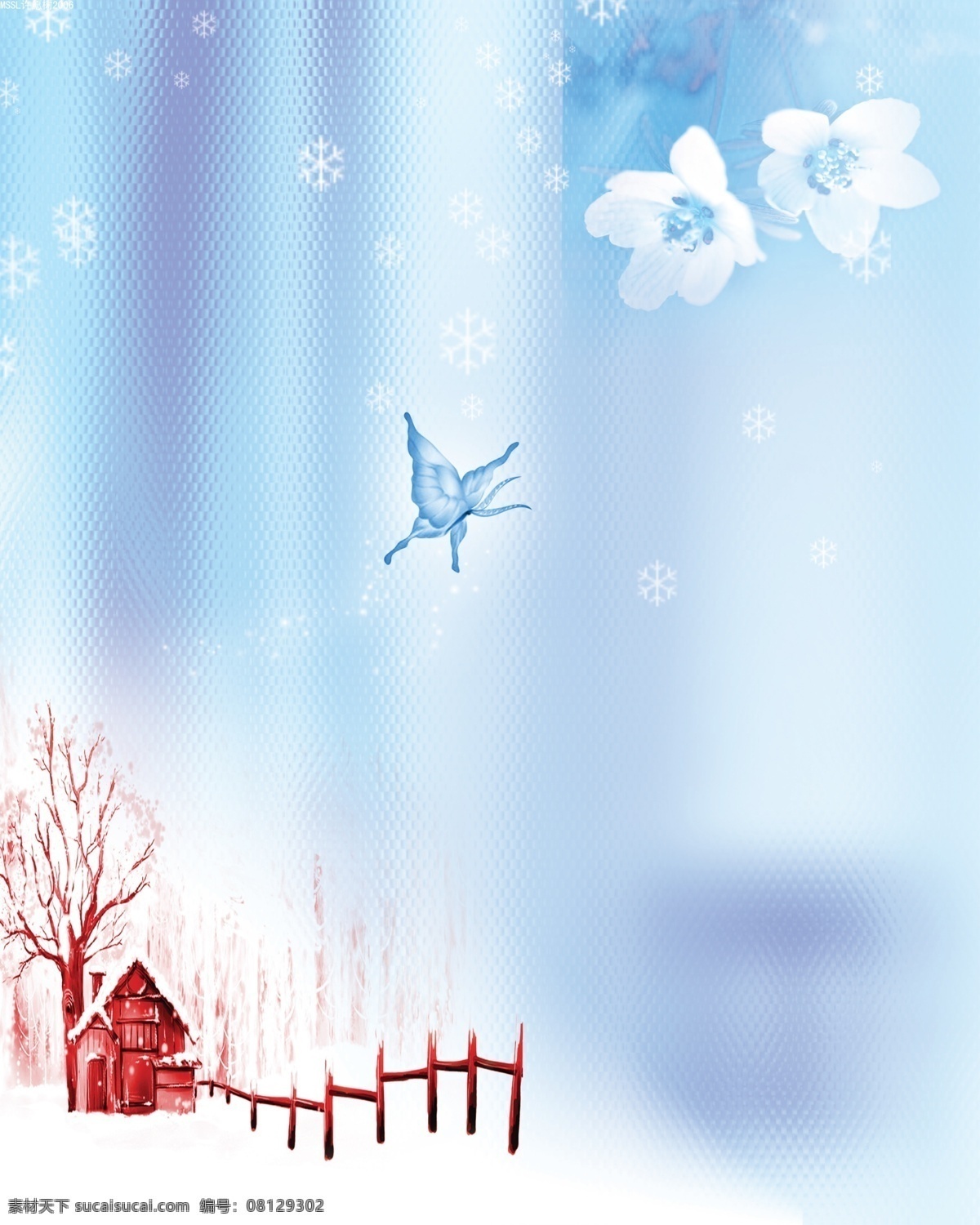 玻璃 壁纸 空间图片 设计图 生活百科 思维 空间 大雪 小木 房 蝴蝶 白色 花树 雪花 状 装饰素材 壁纸墙画壁纸