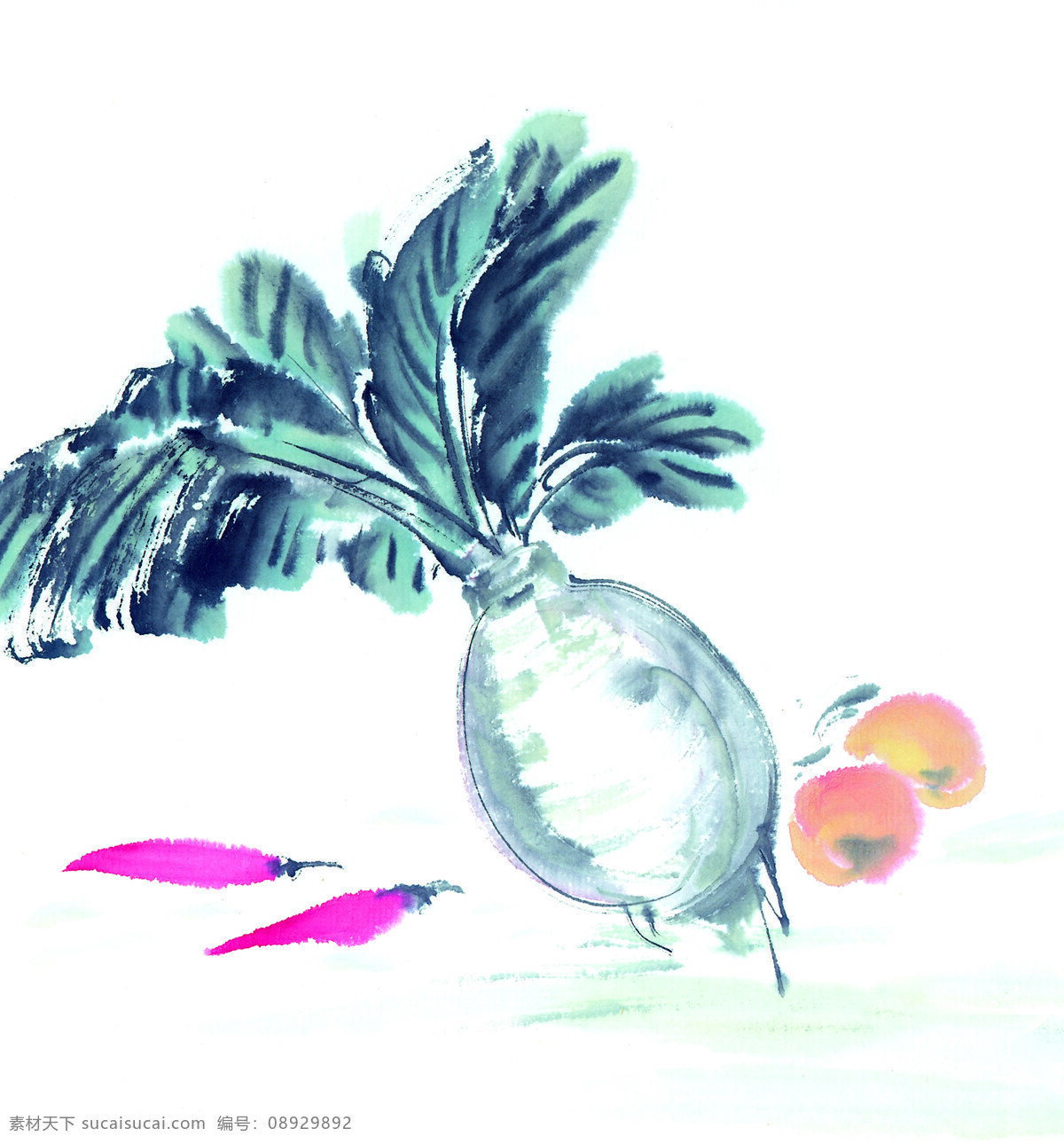 水墨 蔬菜 水彩画 水彩 画 水墨画 图案 文化 艺术 古代 传统 水墨蔬菜 书画文字 文化艺术