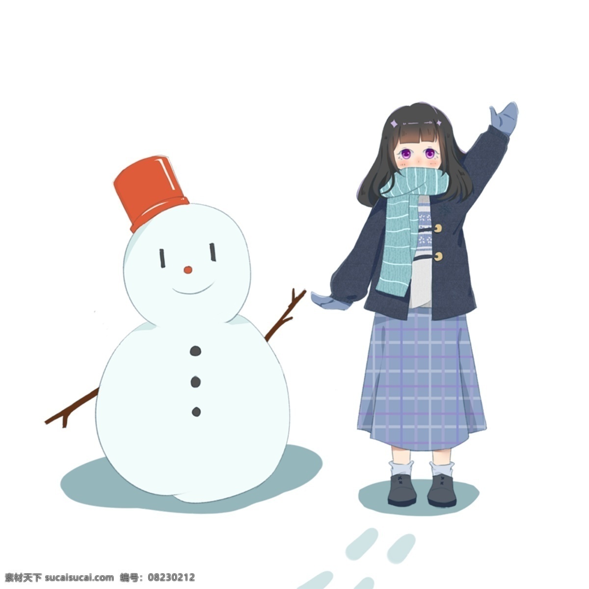 二十四节气 主题 小雪 插画 卡通 手绘 精美 海报插画 广告插画 小清新 简约风 装饰图案 冬日 治愈系