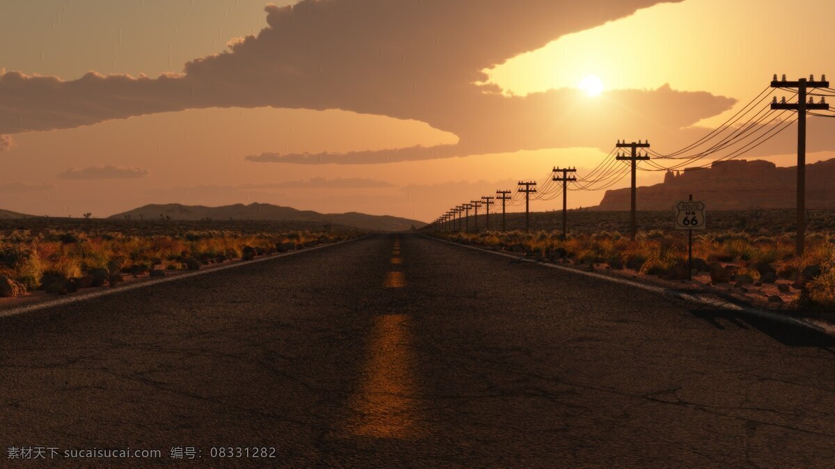 晚霞 公路 唯美 壁纸 道路 马路 夕阳 背景图片