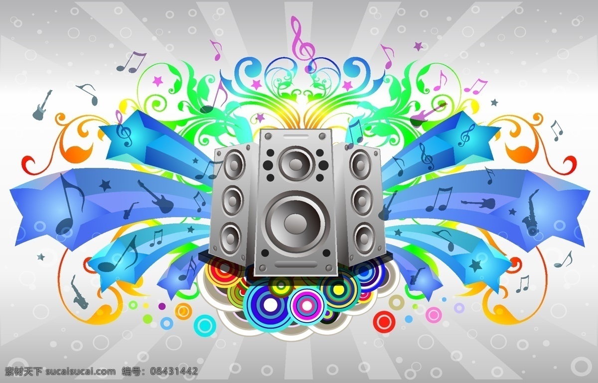 创意 大气 音乐 背景 手绘 音响 炫酷 彩色 复古 横幅 耳机 抽象 海报 文化艺术 舞蹈音乐
