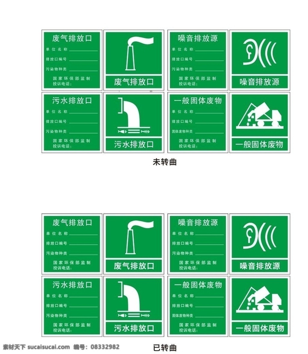 污水排放口 危险废物场所 固体废物 废气排放口 噪音排放口 雨水排放口 一般固体废物 标志图标 公共标识标志