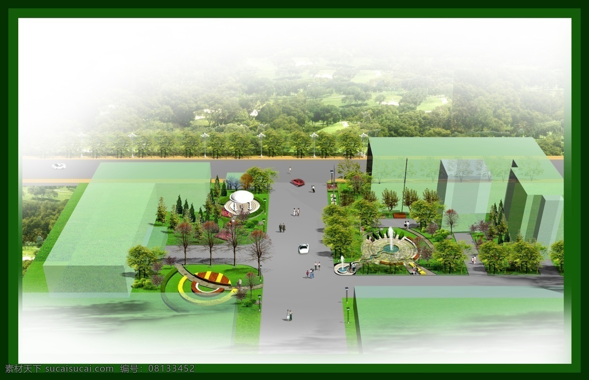 工厂 绿化 广场 环境设计 鸟瞰图 喷泉 效果图 园林景观设计 源文件 工厂绿化 环境艺术设计 家居装饰素材