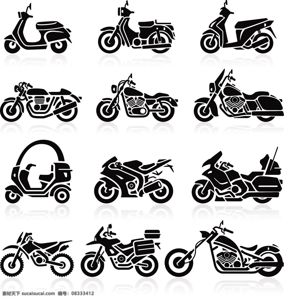 摩托车 手绘 交通工具 轻骑 摩托 机动车 现代科技 矢量