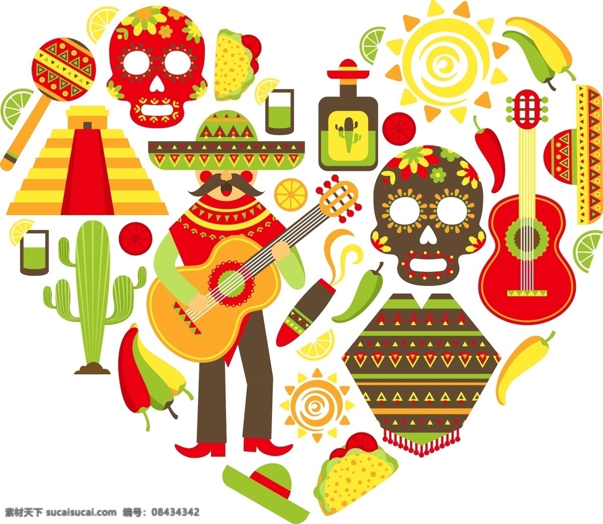 墨西哥 背景 食物 太阳 头骨 墙纸 颜色 吉他 丰富多彩 帽子 仙人掌 传统 辣椒 墨西哥食品