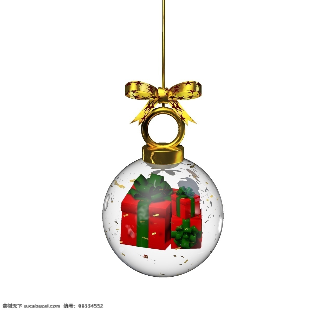 金色 圣诞 元素 水晶 玻璃球 挂件 礼盒 卡通 红色 绿色 彩色 圣诞元素