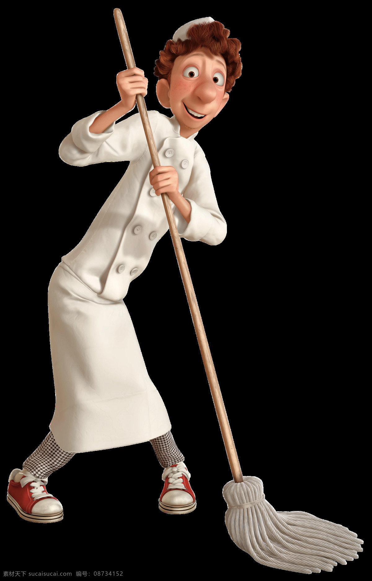 拖地人物 厨师 保洁 清洁 白衣 制服 卡通 人偶 拖把 拖地 家务 动漫人物 动漫动画