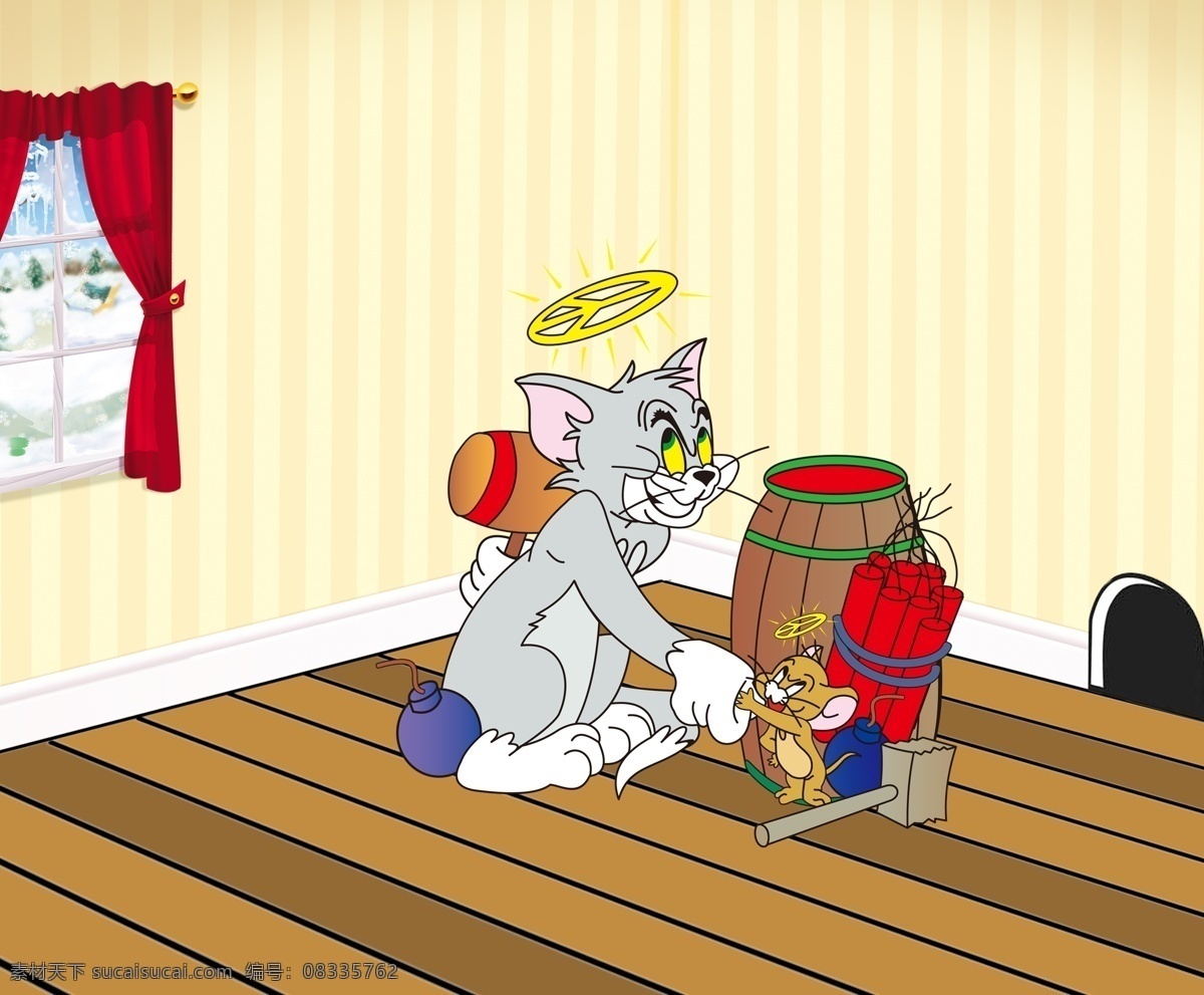 猫和老鼠 猫 老鼠 鼠洞 卡通 房间 tom jerry 炸药 锤子 动漫动画 动漫人物