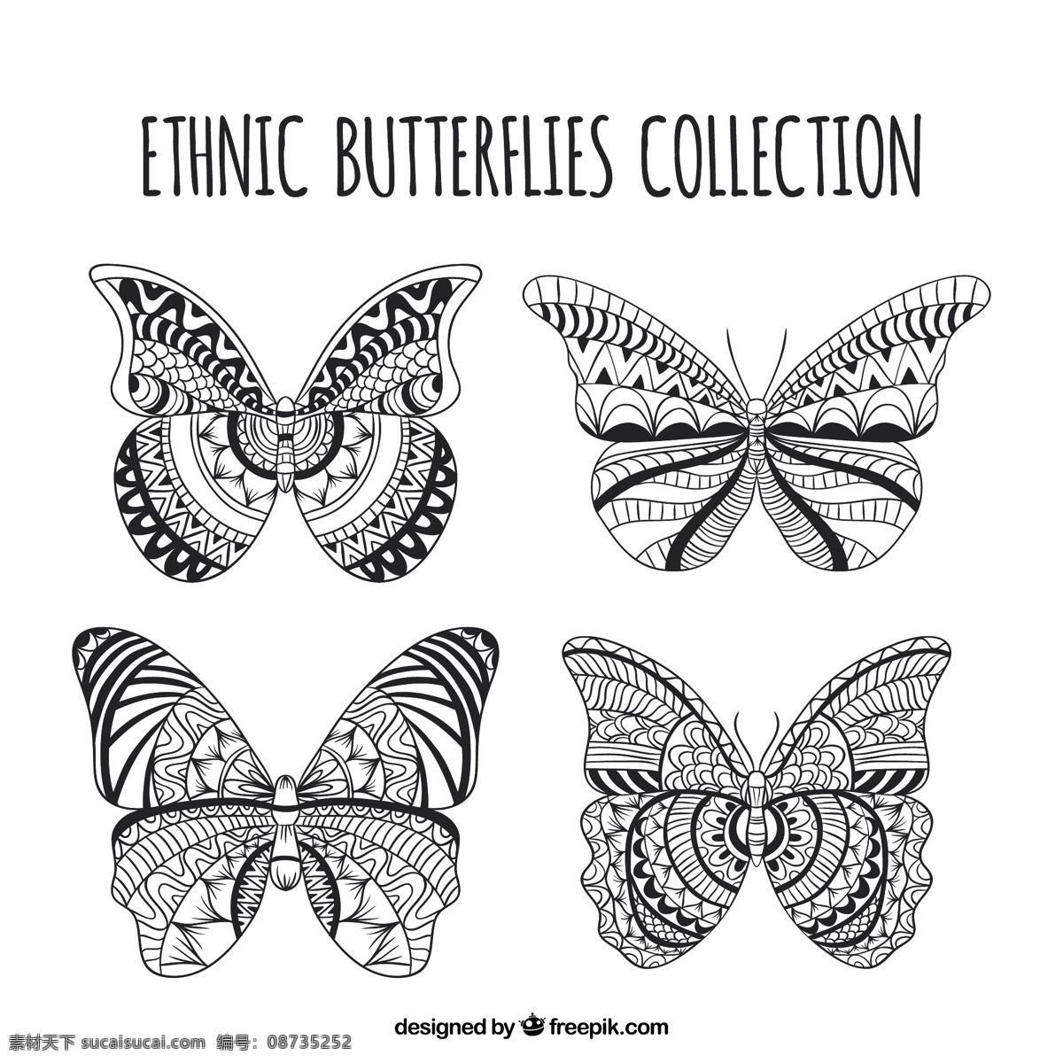 手绘 民族 蝴蝶 集 摘要 手 自然 动物 手画 形状 可爱 黑色 绘画 装饰 白色 飞 观赏 可爱的动物 画