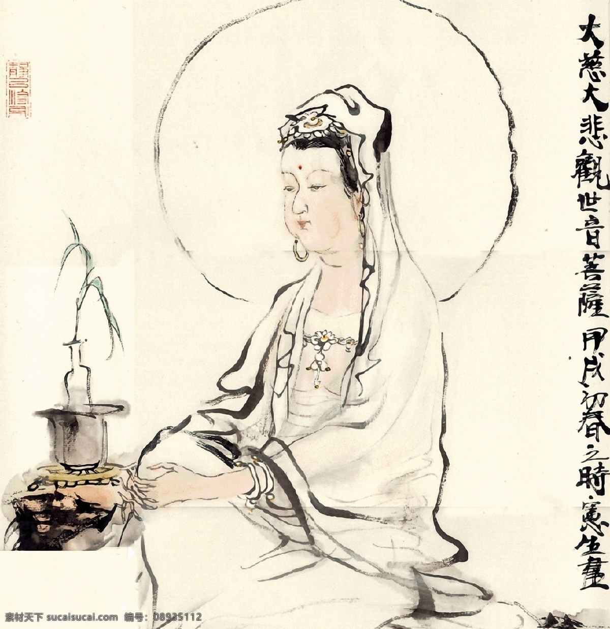 神仙佛像 国画0004 国画 设计素材 中国画篇 书画美术 白色