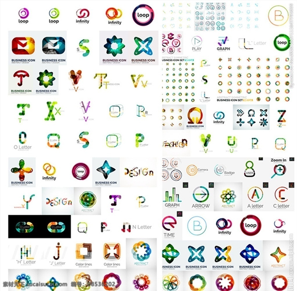 彩色 几何 标志 字母标志 彩色标志 创意 图案 企业图标 矢量 高清图片
