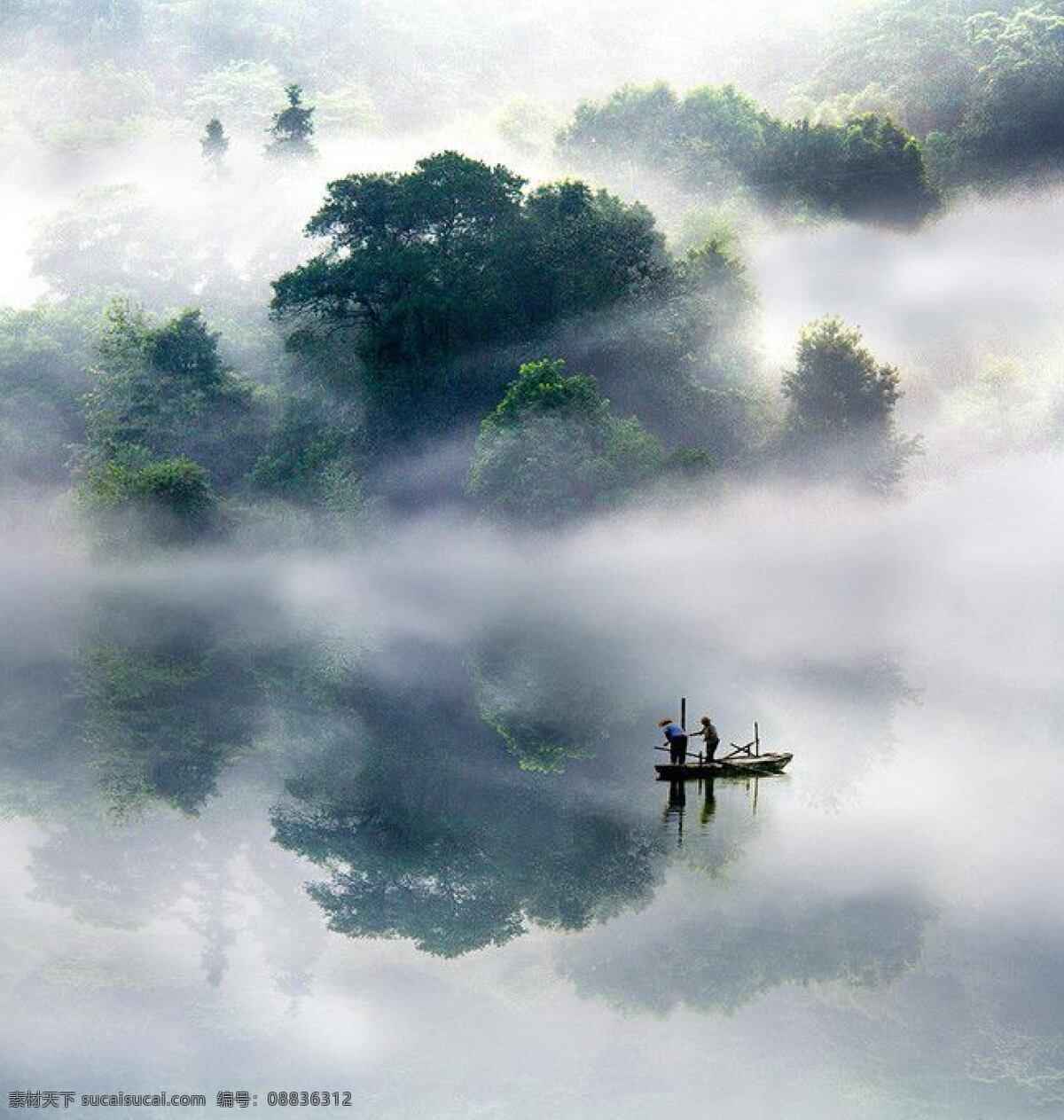 雾 神秘 山 水 湖面 空灵 自然景观 山水风景