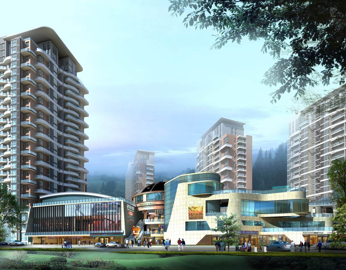 商业建筑 群体 大楼 模型 商业 外观 3d模型素材 建筑模型