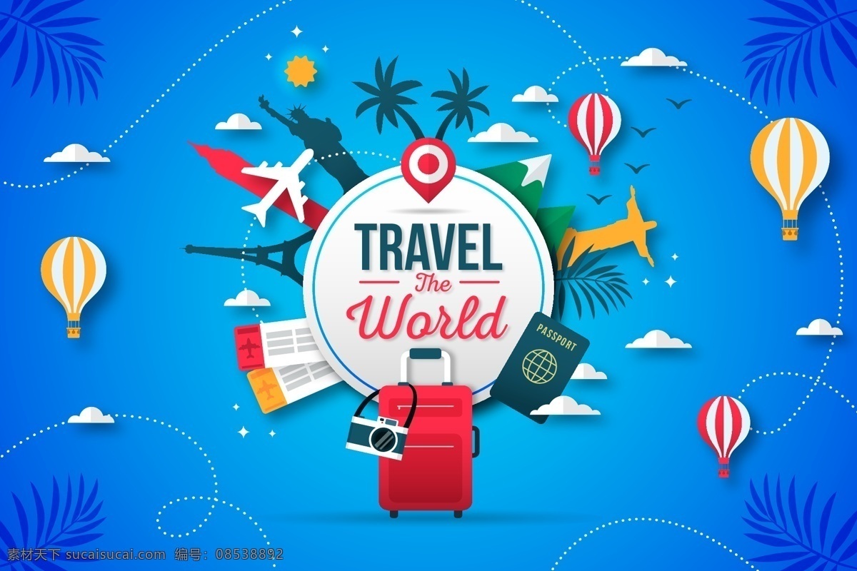 环游世界海报 旅游海报 拉杆箱 飞机 矢量旅游 旅游元素 矢量氢气球 卡通旅游素材 汽车自驾游 卡通著名建筑 世界建筑插画 旅游单张 木纹背景 木板背景 旅行社海报 自由女神 意大利 旅游建筑 旅游景点 卡通汽车 护照 矢量相机 汽车插画 海报折页