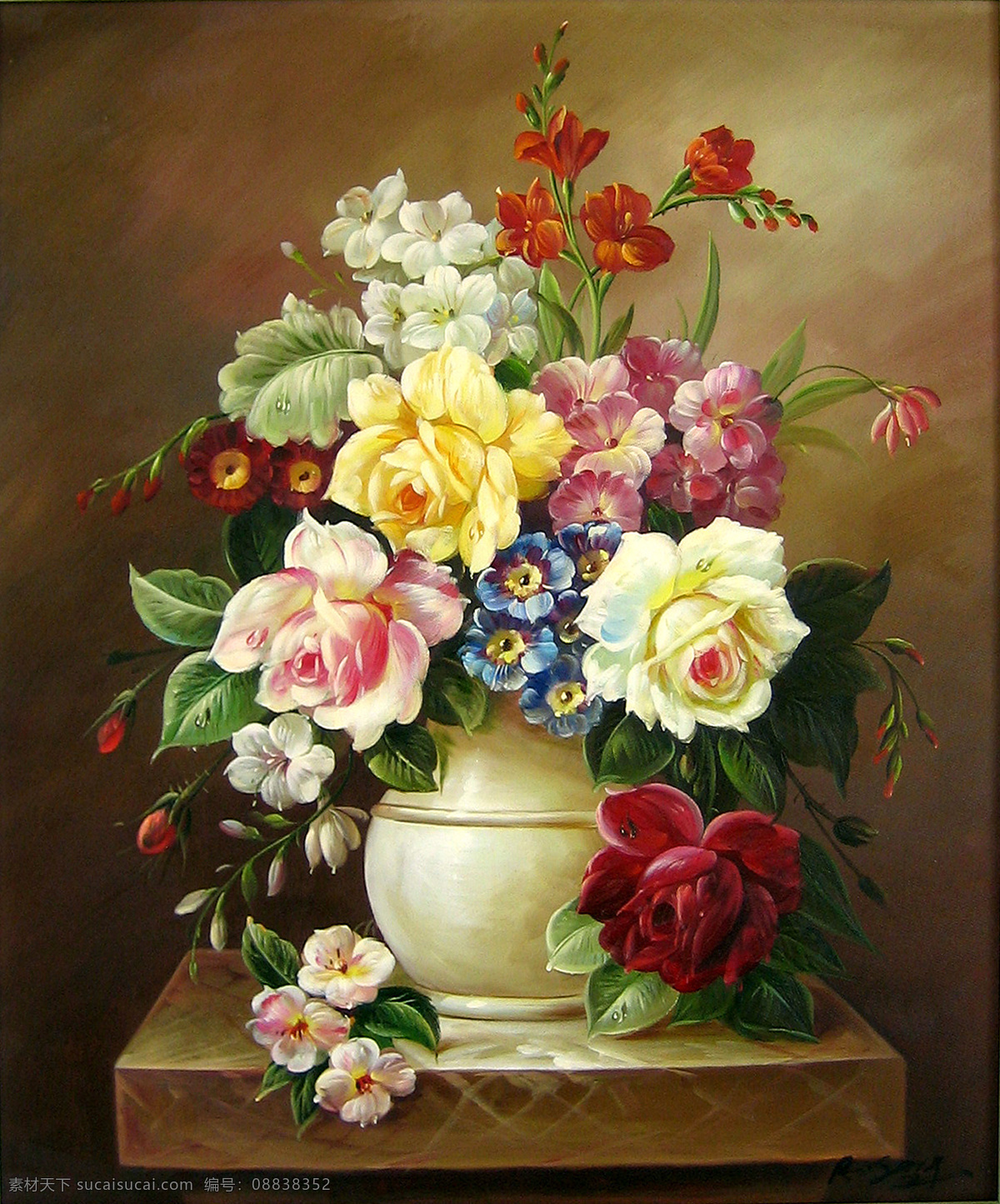 瓶中花 花瓶 花朵 花 牡丹 玫瑰花 文化艺术 绘画书法