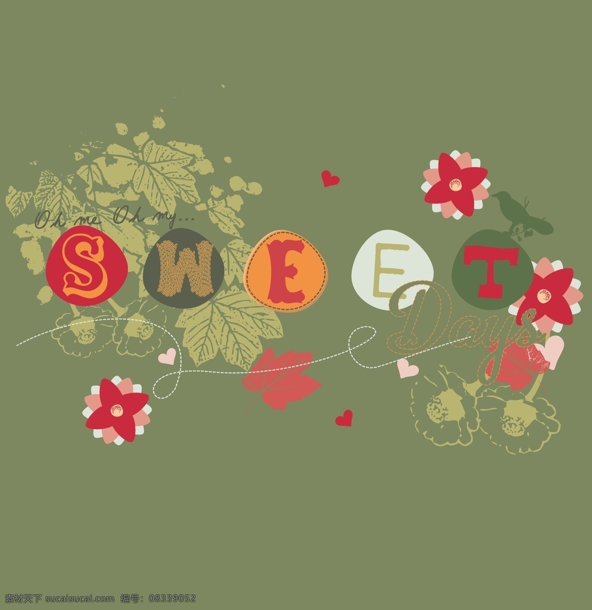 印花 矢量图 服装图案 红色 色彩 印花矢量图 植物 蓝白色 面料图库 服装设计 图案花型