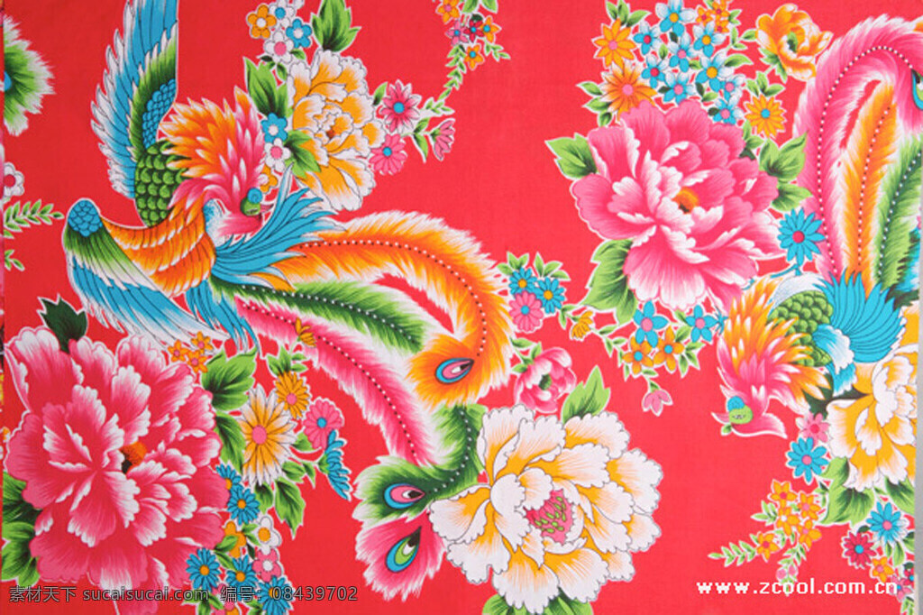 凤凰 牡丹 中式 布料 背景 高清 牡丹花 花朵 富贵喜庆 中式布料 粉色