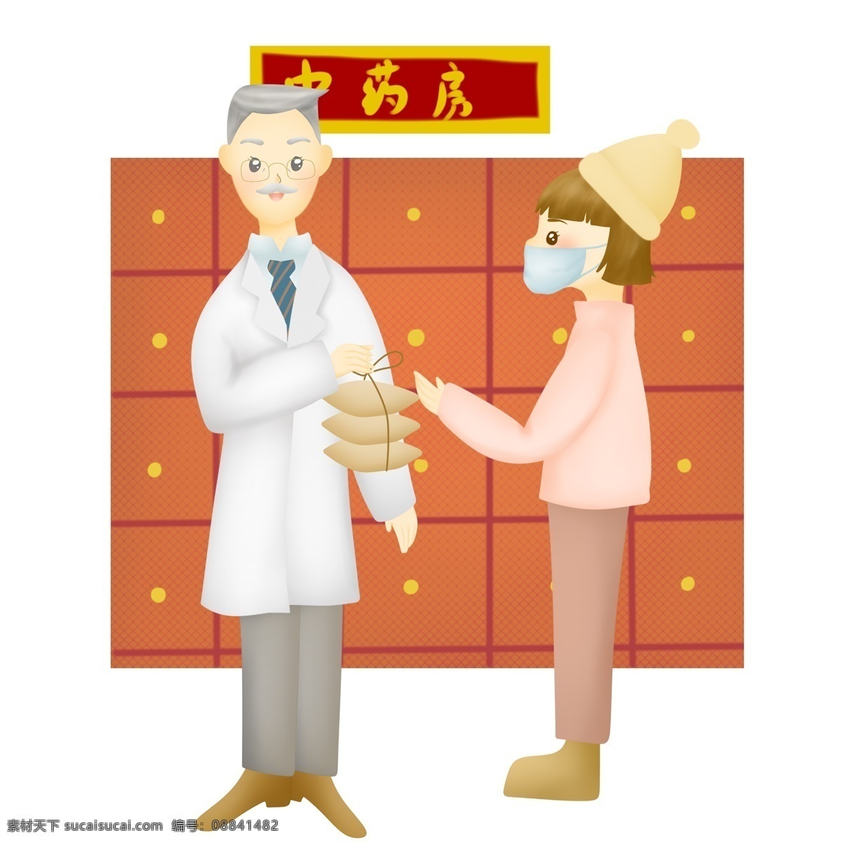 病患 中药房 取 药 中医 养生 养身 感冒 口罩 流感 药包 中药 传统中药房 诊所 中医院 换季流感