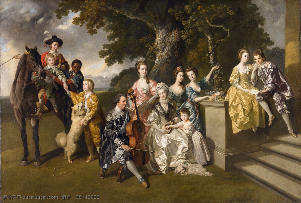 威廉爵士一家 约翰 佐 法尼 作品 德国画家 夫妇 五个女儿 四个儿子 古典油画 油画 绘画书法 文化艺术
