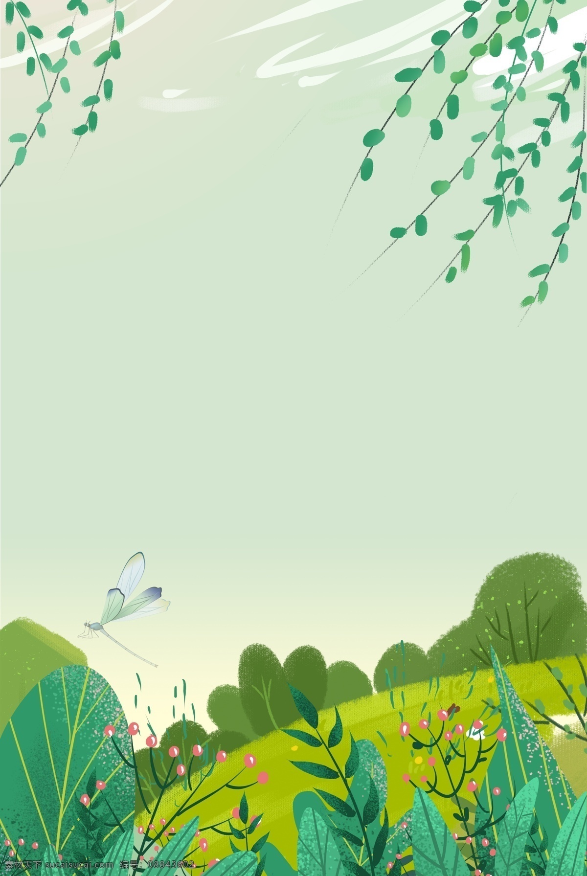 夏季 蓝色 简约 风 海报 banner 背景 花卉 篮色背景 文艺 psd源文件 淘宝 天猫 叶子 树木