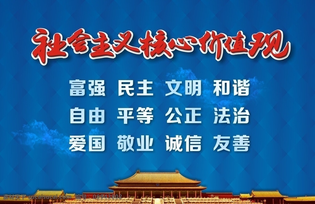 社会主义 核心 价值观 国家社会 核心价值观 社会主义核心 故宫 蓝色背景 社会主义素材 社会主义背景 社会主义设计 矢量