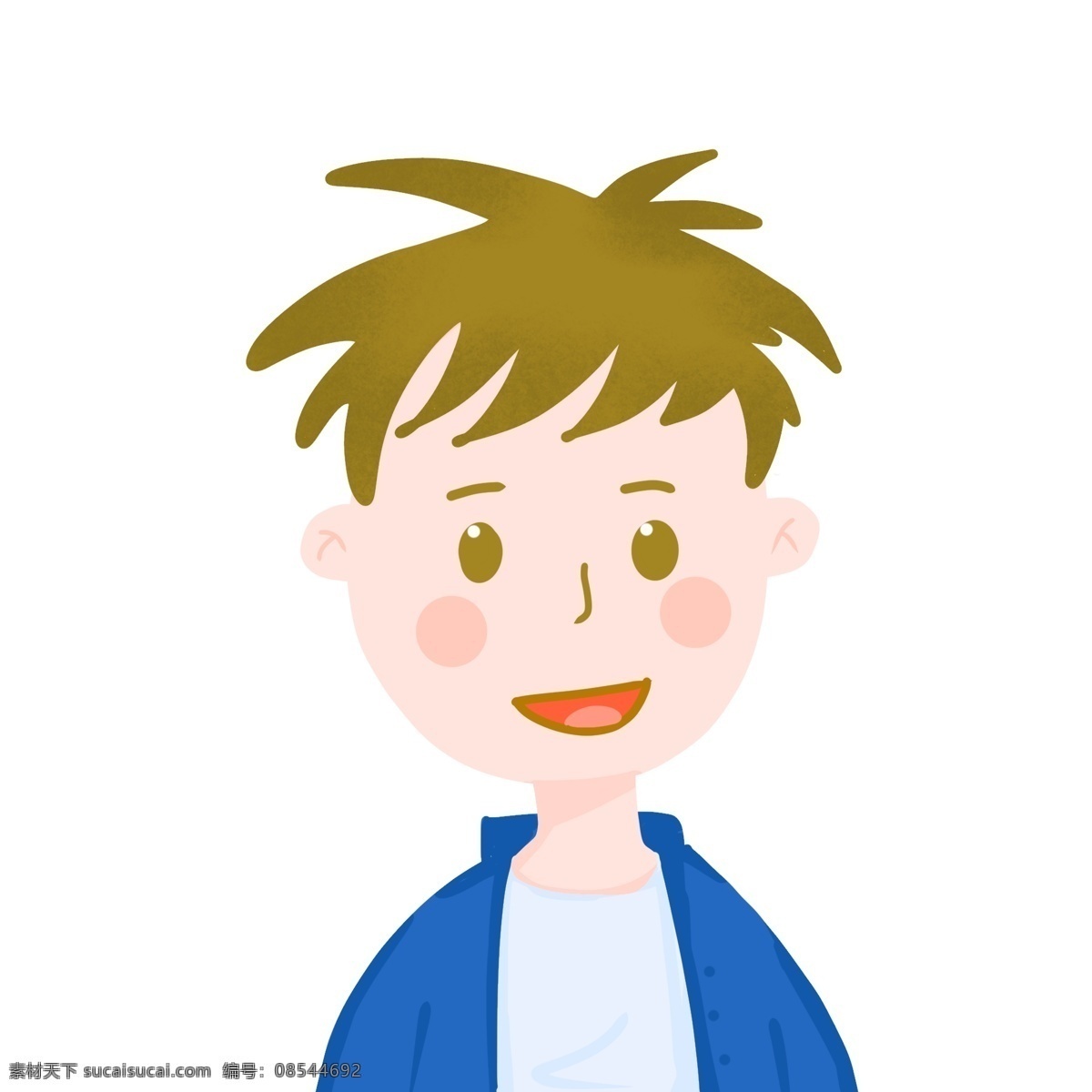 手绘 卡通 可爱 小朋友 儿童 男孩 半身 形象 插画 手绘卡通 男生 卡通可爱